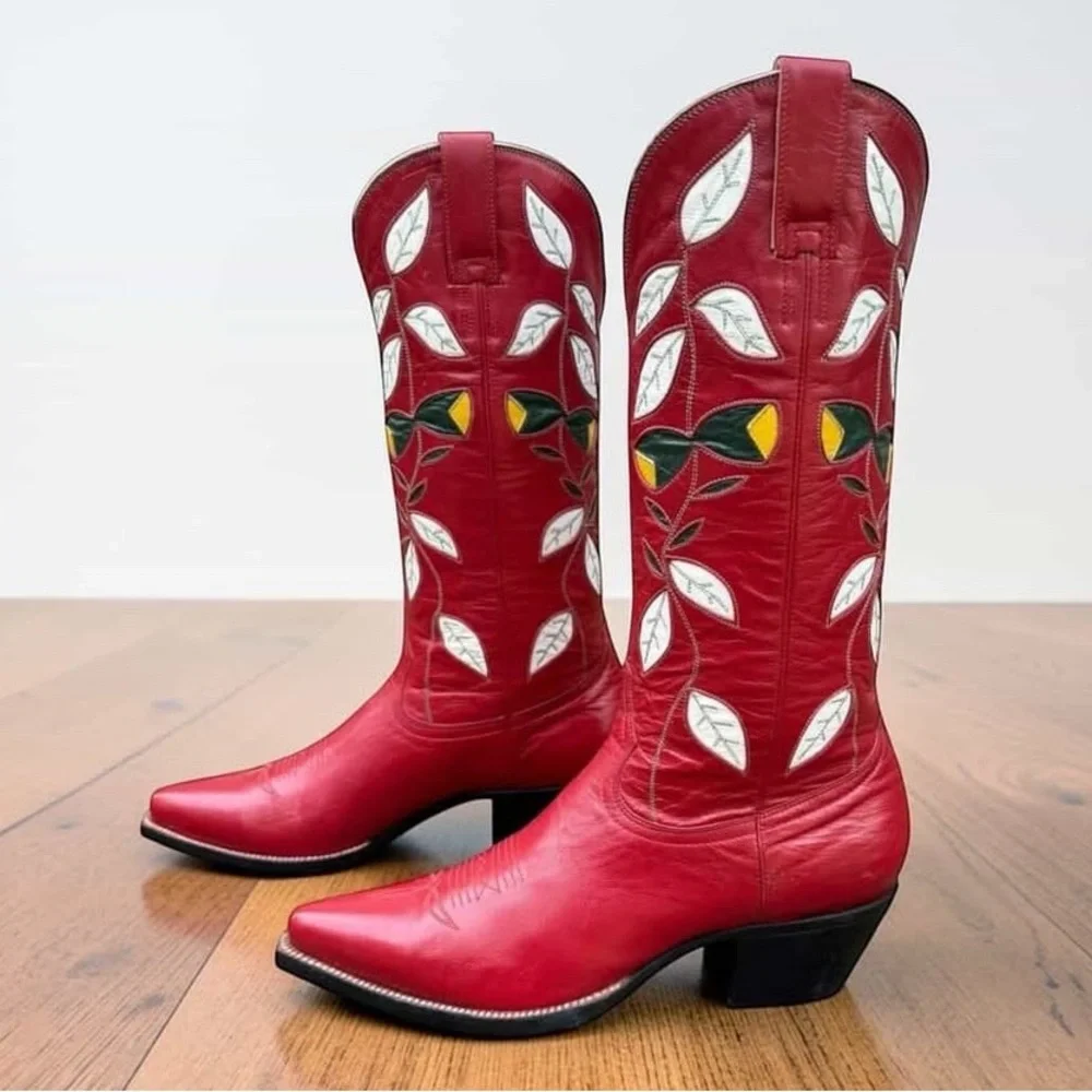 1990s Don Quijote Inlay Boots — Women’s 7.5 M Vintage Cowboy Cowgirl Boots - Picture 2 of 6